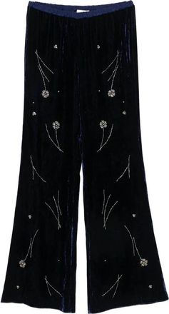 Forte_Forte Notte Wijde Pijpen Broek - Dames - Wijde Broeken - Blauw - S - Broeken
