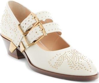 Chlo&eacute; Susan Stud Mary Jane Pump in Eggshell at Nordstrom, Size 10.5Us