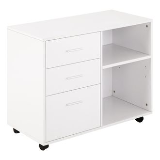 HOMCOM Homcom - Soporte Para Impresora Oficina Con 3 Cajones Estante Ajustable 80x40x65 Cm Blanco