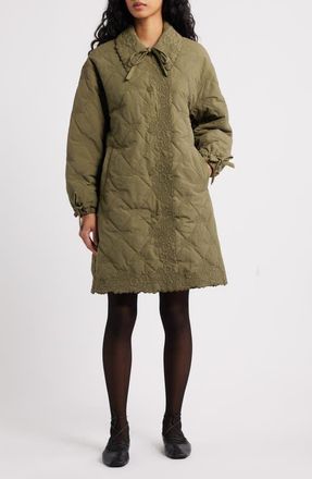 Damson Madder Avery Water Repellent Quilted Coat in Olive at Nordstrom, Size 16 Us