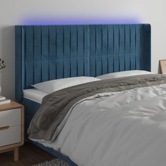 vidaXL Cabecero Con Led De Terciopelo Azul Oscuro 203x16x118/128 Cm Vidaxl