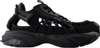Versace Mens Calfskin Leather Sneaker Black