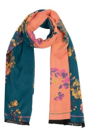 Saachi Floral Reversible Scarf in Teal at Nordstrom Rack
