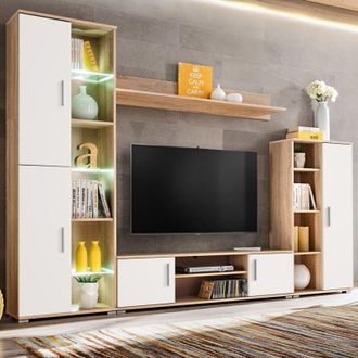 vidaXL Vidaxl - Parete Attrezzata Porta tv con Luci led Rovere Sonoma e Bianco