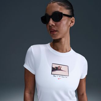 Nike Womens Nike Sportswear Chill Knit Slim Cropped T-Shirt in White | IB8932-100