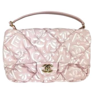 Chanel Pre-owned Printed Calfskin Quilted Medium Puffy Bubbly Flap Bag - Dames - Pre-owned - Roze - Maat: ONE Size Leer