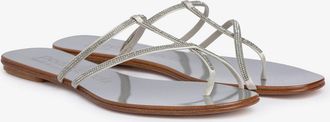 Pedro Garcia Flat sandal with Swarovski crystals in white satin | Estee | Essentials collection | PEDRO GARCIA