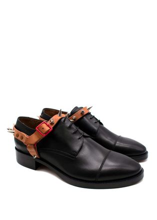 Acne Studios Studios Black Tie Ups with Tan Manson Stud Stirrup Design Size 42