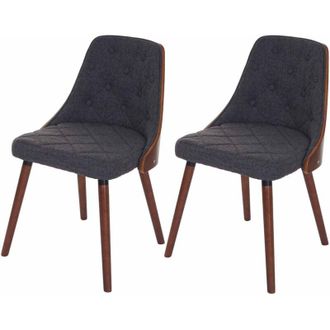Hhg Set 2x sedie sala da pranzo soggiorno 414 53x50x82cm legno tessuto grigio