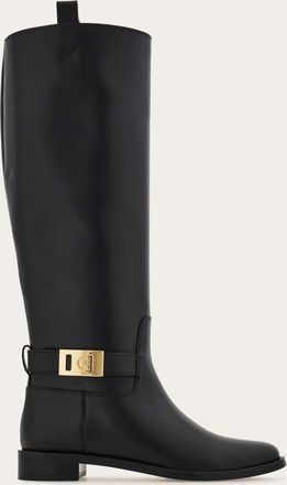 Ferragamo Women Knee high boot with Hug buckle detail Black Size 10.5