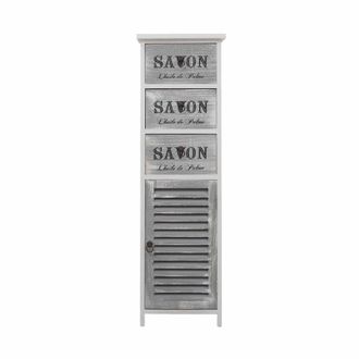 Mobili Rebecca Mueble de ba&ntilde;o con 3 cajones y 1 puerta en madera blanco y gris