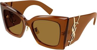 Saint Laurent SL M119/F BLAZE CRYSTAL Asian Fit 001 Womens Sunglasses Brown Size 54