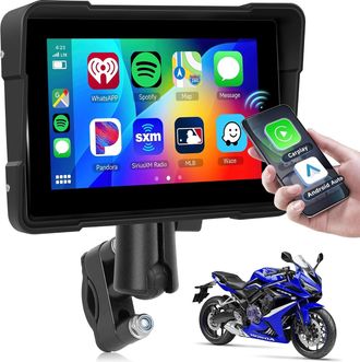 OEM Pantalla T&aacute;ctil Inal&aacute;mbrica Carpuride De 5 Pulgadas Para Motocicleta Con Carplay, Resistente Al Agua Ip67, Con Android Auto, Airplay, Android Cast, Bl