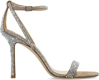 Jimmy Choo London Schoenen, Dames, Grijs, 38 EU, Leer, Moza 100 Hoge Sandalen