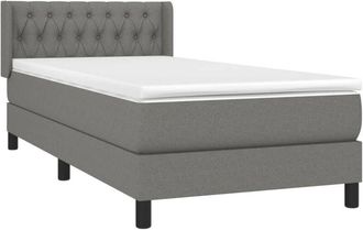 vidaXL Cama Box Spring Con Colch&oacute;n Tela Gris Oscuro 100x200 Cm Vidaxl