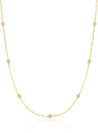 Crislu Aura Cubic Zirconia Station Necklace in 18Kyg/Clear Stone at Nordstrom, Size 16