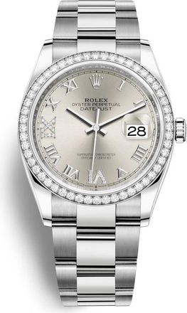 Rolex Datejust 36 Silver Diamond Dial Automatic Unisex Oyster Watch 126284SRDO