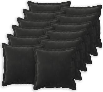 vidaXL Funda De Almohada 12 Pcs Houten Negro 40 X 40 Cm Terciopelo Vidaxl