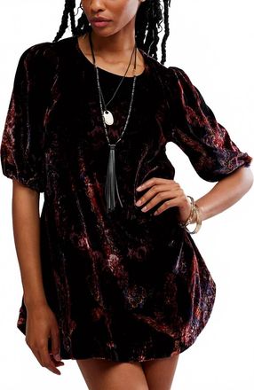Free People Maye Printed Velvet Tunic Dress In Dark Black Combo
