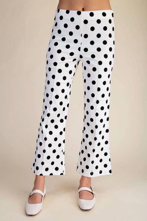 Glam Flare Crop Polka Dot Pants In White/black