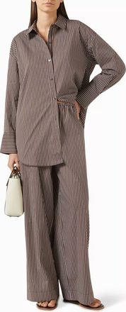 Staud Bonfire Pants In Dark Oak Micro Stripe