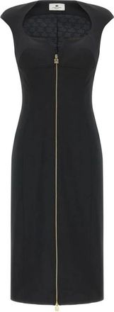 Elisabetta Franchi Jurk van dubbellaagse stretch cr&ecirc;pe stof - Dames - Casual kleedjes - Zwart - XS - Polyester - Kleedjes
