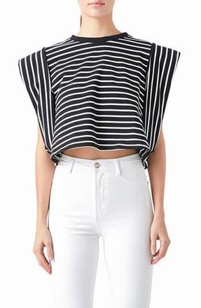 endless rose Stripe Crop T-Shirt in Black/White at Nordstrom Rack, Size X-Small
