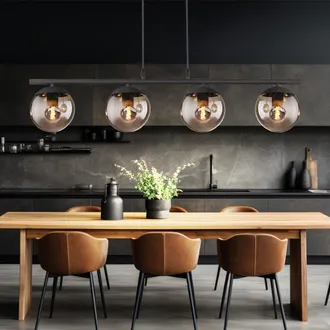 Globo Lighting Lampada A Sospensione A Soffitto Con Design A Sfera, Fumo, Illuminazione Per Soggiorno, Lampada In Vetro Nero Opaco