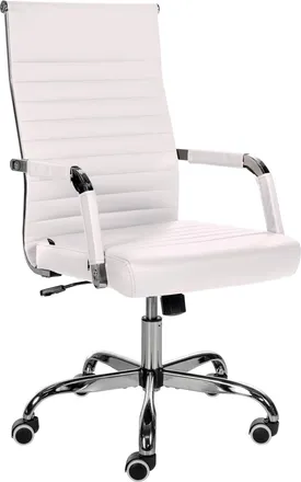 Clp Silla de oficina giratoria regulable en Simil cuero Blanco
