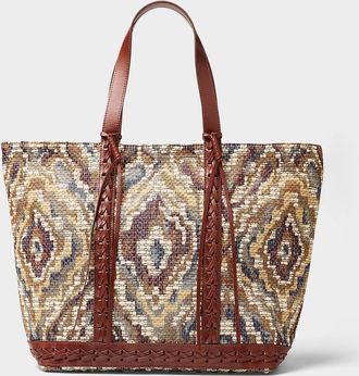 Vanessa Bruno Womens Catalogne-style leather accent tote bag