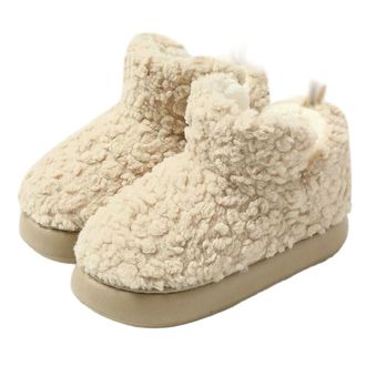Generic YUJIEBB Winter Warm Thick Plush Women Ankle Boots Indoor Slippers Ladies Men Home Cotton Furry Shoes Khaki