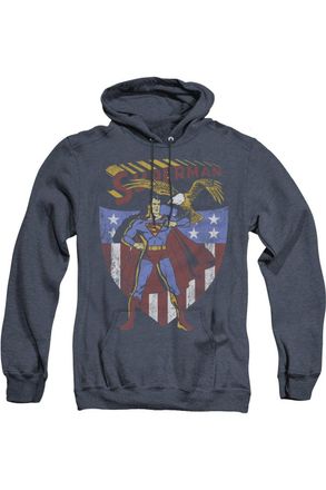 Gildan Superman All American Adult Heather Hoodie / Hooded Sweatshirt