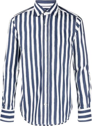 Canali striped button-up shirt - men - Cotton - S - White