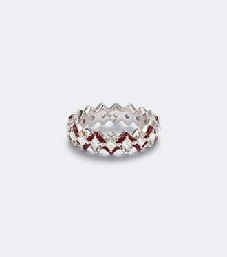 Kamyen Jewellery Anello Puzzle in oro bianco 18kt e smalto con diamanti