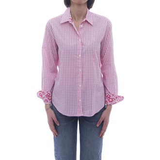 MC2 Saint Barth Gingham Check Long-Sleeved Shirt with Floral Cuffs