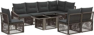 vidaXL Conjunto De Sof&aacute;s De Jard&iacute;n 9 Uds. Gris Y Gris Oscuro Vidaxl