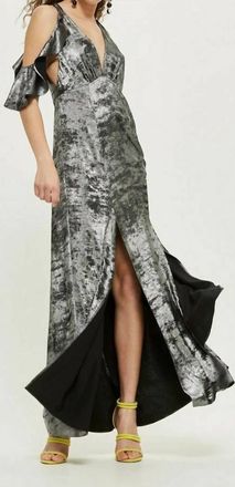 Topshop Foil Shimmer Maxi Dress In Silver