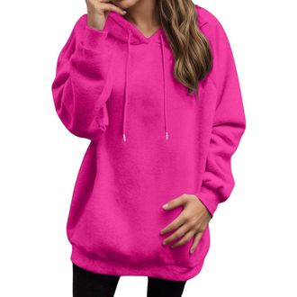 Generic Womens Hoodies & Sweatshirts Casual Pullover Hoodie Lightweight Fleece Sweatshirt Comfortable Solid Color Raglan Sleeve Jacket for Everyday Activities