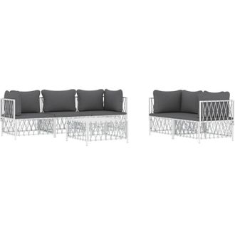 vidaXL Vidaxl - Juego De Muebles De Jard&iacute;n 6 Piezas Y Cojines Acero Blanco
