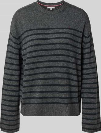 Tommy Hilfiger Regular Fit Strickpullover aus reiner Wolle in Dunkelgrau, Größe XXXL