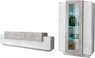 Dmora Pared Modular Isaia, Ajustable, Hecho en Italia, 45x280x120h cm Blanco Brillante