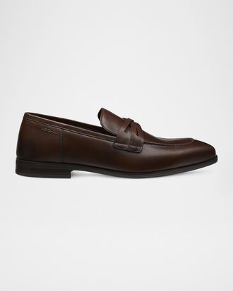 Stuart Weitzman Men & apos;s Simon Crisscross Leather Penny Loafers