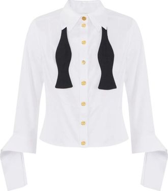 Elisabetta Franchi Overhemden, Dames, Wit, L, Wit Overhemd Elegante Stijl