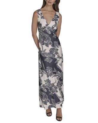 Halston Heritage Sleeveless V-Neck Midi Dress