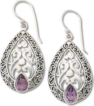 Samuel B. Engraved Blue Topaz Drop Earrings in Purple at Nordstrom Rack