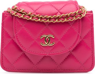 Chanel Pre-owned Womens Mini Quilted Chain Bag - Dusty Pink Leather - One Size