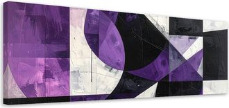 Feeby Cuadro Sobre Lienzo, Abstracci&oacute;n Geom&eacute;trica En Violeta, 120x40