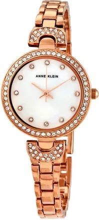 Anne Klein Mother of Pearl Crystal Dial Rose Gold-tone Ladies Watch AK/3464MPRG