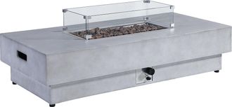 Vente-Unique Mesa brasero rectangular de gas de MGO efecto hormig&oacute;n - hoguera rectangular - SEROZA