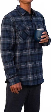 Salty Crew Fathom Tech Flannel Shirt In Navy/khaki